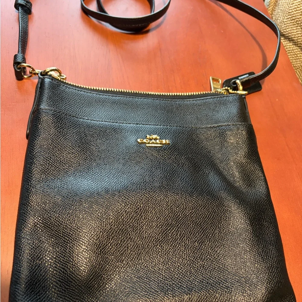 Coach Authentic Black Crossbody Bag with Gold Accents - Picture 1 of 6